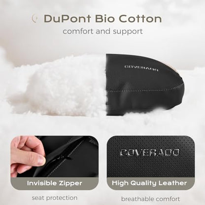 Coverado Leather Car Headrest Pillow Car Neck Pillow with Adjustable Strap, Head Support Rest Driver Relax Head Muscles Relieve Driving Fatigue, Breathable & Removable Cover, Black - color: Black, size: 1 Piece