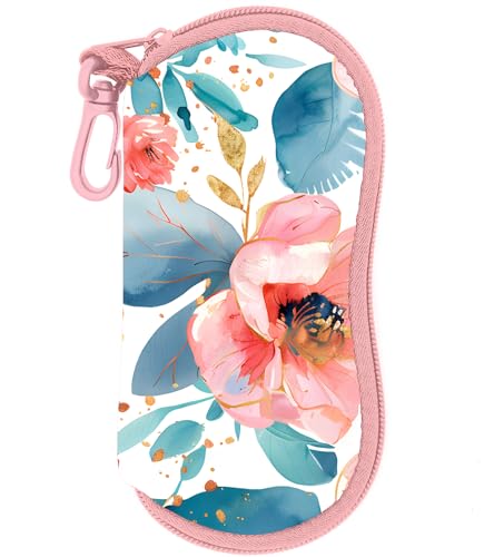 Sunglasses Case Soft Glasses Cases for Women Pouch Eyeglass Bag Eye Glass Kids Girls Sun Glasses Cute Kawaii - color: Pink Peony