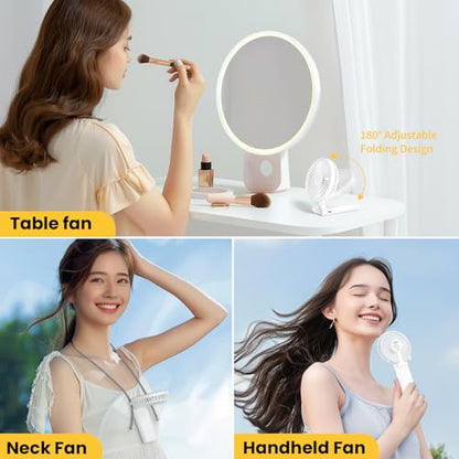 HandFan Ultra-𝐒𝐥𝐢𝐦 & Lightweight Handheld Fan (0.5in,0.3lb), 5 Speeds Portable Hand Held Fan USB Rechargeable 180° Foldable, Quiet Summer Essentials with Lanyard for Travel/Concerts/Lash (Pink) - color: White