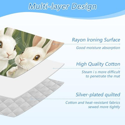 Green Easter Bunny Daisy 01 Ironing Mat for Table top Portable Ironing Pad Blanket for Washer Dryer Countertop Travel - color: Green Easter Bunny Daisy 01