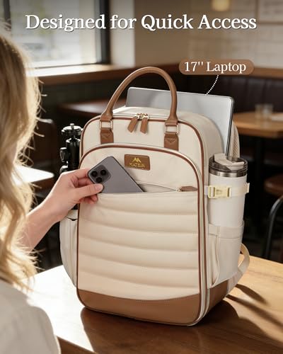 MATEIN HER Personal Item Travel Backpack for Women with Hair Essentials Bag, 18x14x8 inches Underseat Luggage Backpack, TSA Approved Carry on Bags for Frontier Airline fits 17" Laptop & 40 oz Tumbler
