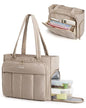BAGSMART Laptop Tote Bag, Lunch Tote Work Bag with Lunchbox Compartment, Large Puffer Teacher Nurse Tote Large Shoulder - color: Brown