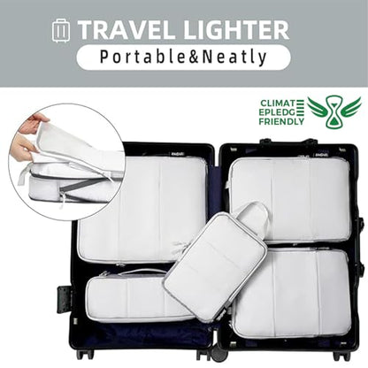 BAGAIL 6 Set Ultralight Compression Packing Cubes Packing Organizer for Travel Accessories Luggage Suitcase Backpack - color: White40D, style: Mesh Pattern