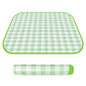 TENOC Small Picnic Blanket 1 Pack for Hiking & Camping, Ultra-Light Foldable Sit Pad for One Person, Waterproof Portable Single Seat Mat for Park, Backpacking & Stadium, Green Grid, 19"x19"