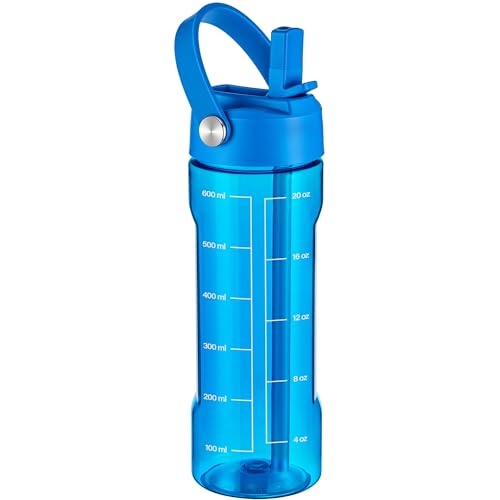 GOPPUS 20oz Clear Water Bottle with Flip Straw, Lightweight, Leakproof, Easy Carry and BPA-Free, Tritan Water Bottlefor Sport, Travel, Outside (Navy) - color: Navy, size: 20 Ounces