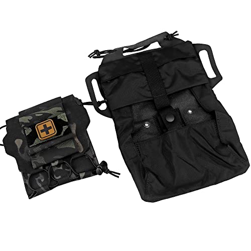 SABADO Rapid/Quick Deploy First Aid Kit Pack Tactical IFAK Pouch Two-Piece System Med Roll Carrier Hypalon Handle Outdoor Sport Hunting Bag - color: Black CP-87