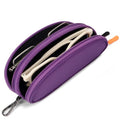 Double Eyeglasses Case Soft Portable Zipper Sunglasses Pouch with Keychain Clip for Men Women - color: Purple