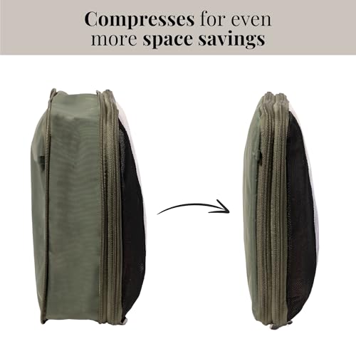 Baggallini Compression Cube 3-piece set - Lightweight Compression Packing Cubes for Travel - color: Thyme