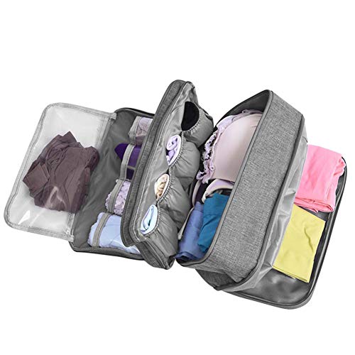 Travel Multi-function Underwear Organize Storage Bag Portable Bra Socks Lingerie Accessories Pack Cube Toiletry Bag - color: Grey