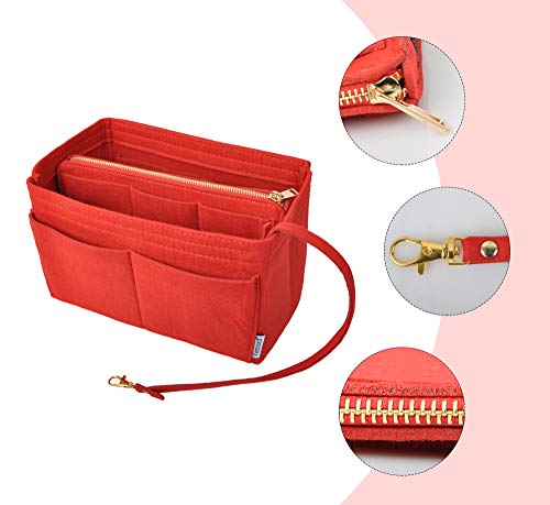 Vercord Felt Organizer Insert for Purse Handbag Tote Bag in Bag Inside Shaper Divider Neo Red Small - color: A Red, size: Small