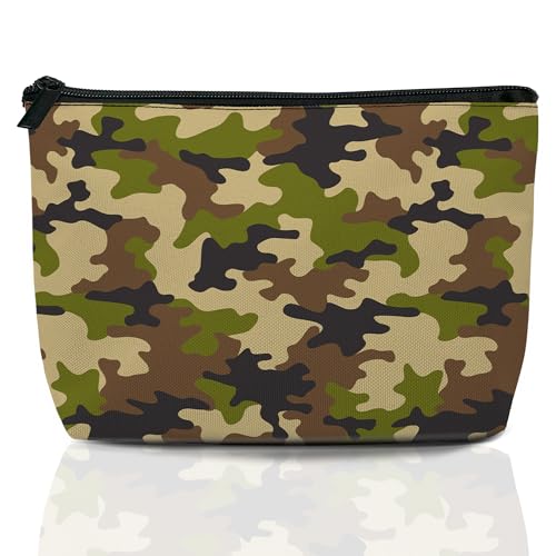 Patriotic Camouflage Print Travel Makeup Bag,Abstract Modern Cosmetic Bags Small Waterproof Zipper Women Purse Mini Portable Traveling Organizer Pouch for Ladies Thanksgiving Gifts - color: Camouflage Print