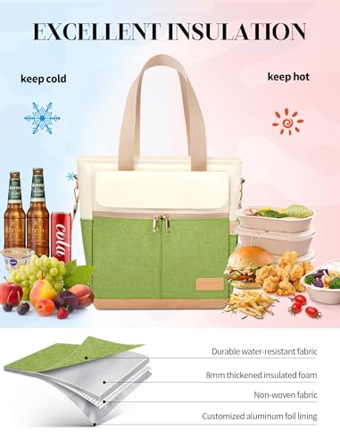 JOYHILL Lunch Bag for Women, Lunch Tote Leakproof Insulated Lunch Box with Shoulder Strap, Adult Reusable Lunch Cooler Tote Bags for Work Picnic Camping Beach (AVOCADO GREEN) - color: GA-AVOCADO GREEN