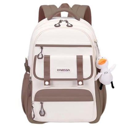 Womens Girls Backpack for School Cute Aesthetic Large Laptop Backpack Kawaii Preppy Teen Kids Bookbag Travel Daypack (Khaki, S) - color: Khaki, size: Small
