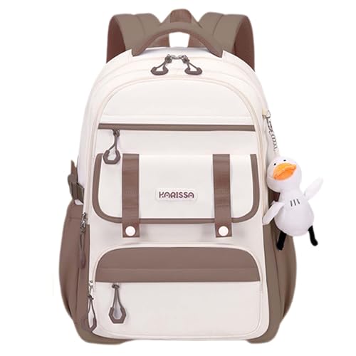 Womens Girls Backpack for School Cute Aesthetic Large Laptop Backpack Kawaii Preppy Teen Kids Bookbag Travel Daypack (Khaki, S) - color: Khaki, size: Small