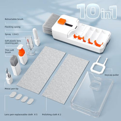 Keyboard Cleaning Kit Laptop Cleaner, All-in-1 Computer Screen Cleaning Brush Tool, Multi-Function PC Accessories Electronic Cleaner Kit Spray for iPhone iPad Macbook Earbud Camera Monitor with Patent - color: White