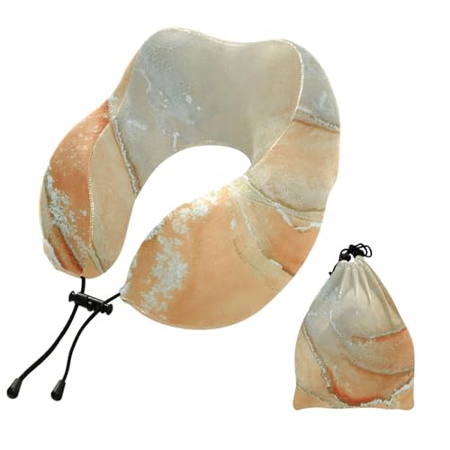 Portable U-Shaped Neck Pillow for Travel 100% Pure Memory Cotton for Airplane Car Office Rest - color: Yellow