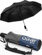 Repel Windproof Travel Umbrella - Compact & Withstands Winds up to 100MPH , Strongest Premium Auto Folding Umbrella for Rain and Sun - Durable, Light & Portable for Women & Men , Fits Backpack & Cars - color: Black Umbrella + Black & Navy Carrying Sling