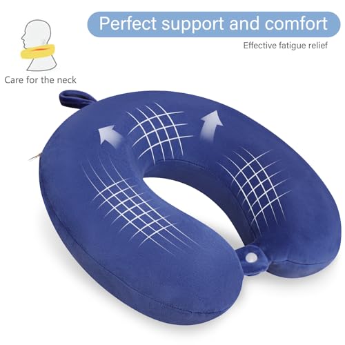 Travel Pillow Neck Pillow for Airplanes Memory Foam Neck Pillow for Traveling, Car, Home, Flight Portable Pillow for Sleeping Provide Head Neck Support Rest - color: Vivid Blue