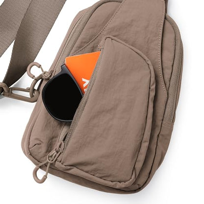 ODODOS Sling Bag with Adjustable Straps Crossbody Chest Bag Lightweight Backpack for Casual Traveling Hiking - color: Field