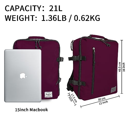 Laptop Travel Backpack Airline Approved Carry-on Under-seat Backpack, Stylish Minimalist Casual, Fuchsia - color: Fuchsia