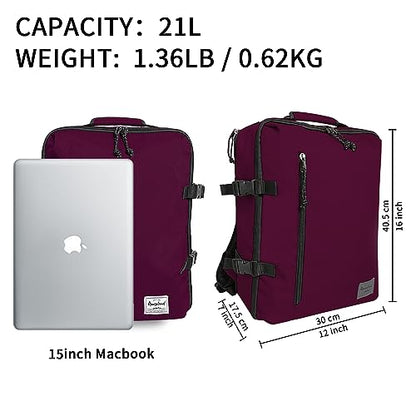 Laptop Travel Backpack Airline Approved Carry-on Under-seat Backpack, Stylish Minimalist Casual, Fuchsia - color: Fuchsia