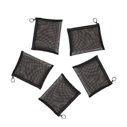 Patu Zipper Mesh Bags, Size M / A6, 5 Pieces, Beauty Makeup Cosmetic Accessories Organizer, Travel Toiletry Kit Set Storage Pouch, Black - size: M A6 (6.5" x 5.5", 5 pcs)