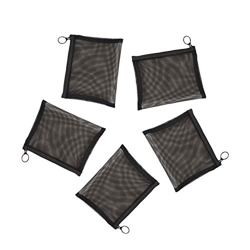 Patu Zipper Mesh Bags, Size M / A6, 5 Pieces, Beauty Makeup Cosmetic Accessories Organizer, Travel Toiletry Kit Set Storage Pouch, Black - size: M A6 (6.5" x 5.5", 5 pcs)