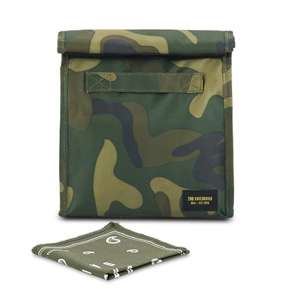 2nd Childhood Rolltop Lunch Bag for Work or School – Compact, Foldable & Low Profile Design – Insulated Reusable Bag with Handle – Slim, Durable & Stylish - 3.5L (Camo) - color: Camo