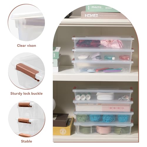 Clear Plastic Storage Bins with Lids Stackable Storage Box for Crafts, Supplies (Small 8Pack Brown) - size: Small 8Pack Brown