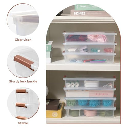 Clear Plastic Storage Bins with Lids Stackable Storage Box for Crafts, Supplies (Small 8Pack Brown) - size: Small 8Pack Brown