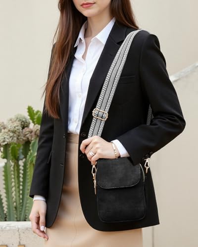 Fashion Small Crossbody Bags for Women Trendy Designer Cell Phone Purses Wallets with Card Holder Anti Theft Travel - color: Black