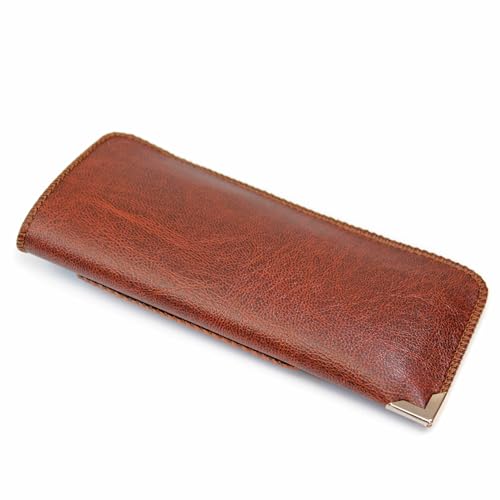 Orsus Soft Glasses Case with Belt Clip & Card Pocket, PU Leather Eyeglass Sunglasses Case Pouch Felt Lining - color: Brown