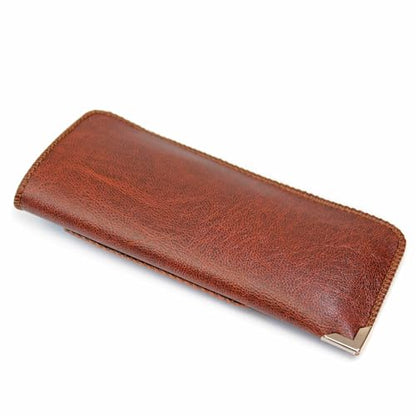 Orsus Soft Glasses Case with Belt Clip & Card Pocket, PU Leather Eyeglass Sunglasses Case Pouch Felt Lining - color: Brown