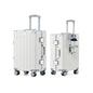 HotWay 20 Inch Aluminum Frame Carry On Luggage with Spinner Wheels, PC Hard Shell Suitcase with Cup Holder, Zipperless Luggage for Business Travel, White - color: White (PC+Aluminum), size: Carry on 20inch