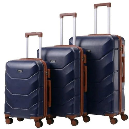 Hoteel Luggage Sets 3 Piece, 4-Year Warranty, Durable Suitcase Set with Spinner Wheels, ABS Hard Shell Lightweight Luggage with TSA Lock, Large Checked Travel Suitcases, Dark Blue(20/24/28) - color: Dark Blue, size: 20/24/28 Inch