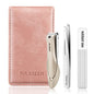MR.GREEN Nail Clipper 3Pcs Set, Stainless Steel Manicure Pedicure Set with Nail Clippers, Glass Nail File & Tweezers, Medical Grade Grooming Kit with Travel Case Gift Box for Man & Woman (Pink) - color: Pink
