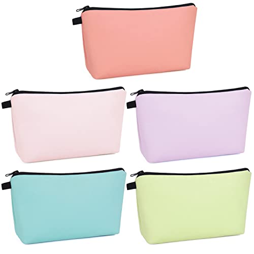 MAGEFY 5 PCS Makeup Bag Large Makeup Pouch Small Makeup Bags for Purse Travel Cosmetic bag for Women Solid Color - color: 5 colors