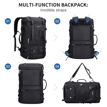 WITZMAN Travel Backpack for Men Large 3 in 1 Convertible Airline Approved Carry-on Luggage Backpack(B715 Black) - color: Black