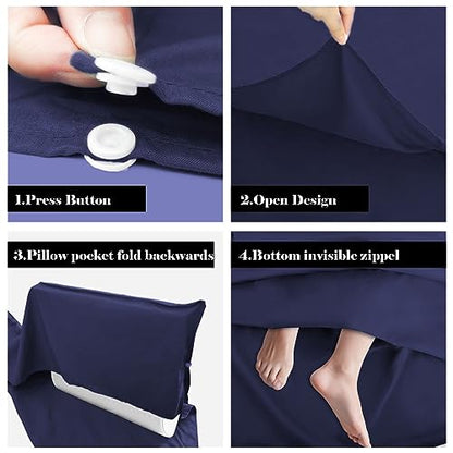 Sleeping Bag Liner,Travel Sheet & Adult Sleep Sack, Camping Sheets Travel Sleep Sack for Backpacking,Hotels & Hostels -Lightweight Single &Double Travel Sheet Camping Sheets - color: Single Navy