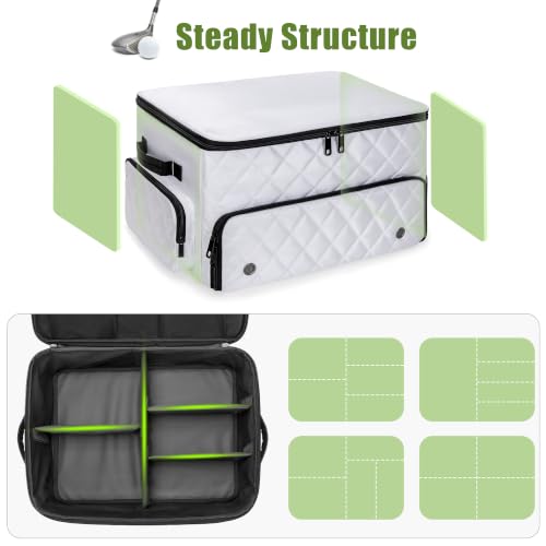 PGmoon 2 Layer Golf Trunk Organizer, Golf Car Storage Organizer with Individual Ventilated Compartment for 2 Pairs Shoes, Golf Car Locker for Balls, Clothes, Tees, Gloves, Accessories (White) - color: White
