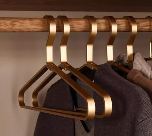 Premium Matte Gold Aluminum Coat Hangers 90 Piece Set, 16.5” Extra Smooth & Durable Metal Shirt Dress Hanger,Aluminum Alloy Hanger,Clothing Support,Clothing Hang - style: Golden Thick Hanger（90）