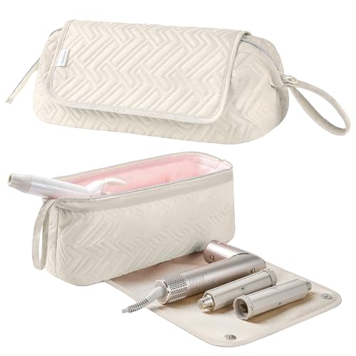 Leudes Hair Tools Travel Bag for Women Heat Resistant Mat for Travel Essentials Hot Tools Straighteners,Flat Irons,Curling Iron,Hot Air Brushes and Hair Dryer Organizer Bags 2 in 1 (Beige) - color: Beige