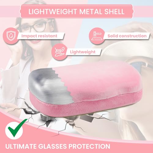 Hard Shell Glasses Case w/Cloth,Velvet Reading Glass, Eyeglass Case, Lightweight, Crush-Resistant, Men & Women - color: Pink Velvet, size: Large