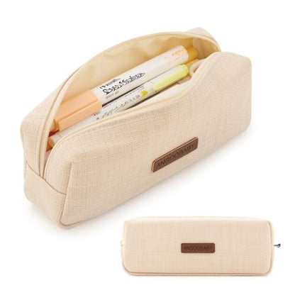 ANGOOBABY Small Pencil Case Student Pencil Pouch Coin Pouch Cosmetic Bag Office Stationery Organizer For Teen School-Beige - color: beige