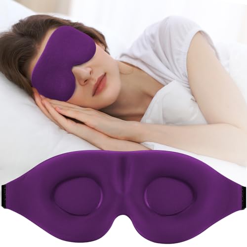 ZGGCD Sleep Mask for Side Sleeper, Light Blocking Sleeping Eye Mask for Women Men, 3D Contoured Cup Night Blindfold, Luxury Eye Cover Eyeshade with Adjustable Strap for Travel, Nap, Purple - color: Purple
