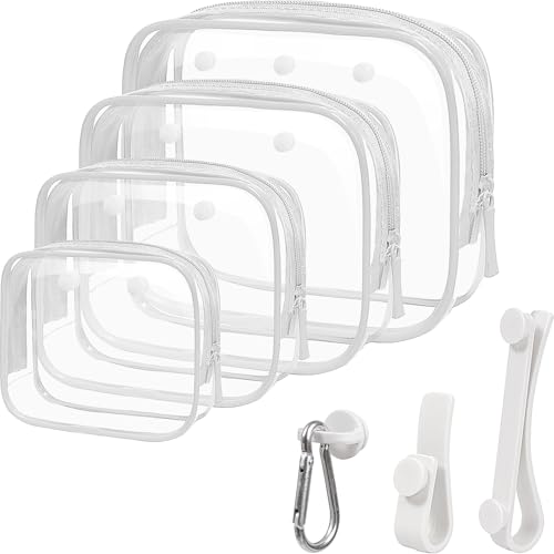 4 Pack Clear Bogg Beach Makup Bag Accessories with 3 Pack Insert Hooks for Bogg Bags, Clear Bogg Makeup Pouches Phone Holder for Bogg Bags Divider Storage Inner Compatible Pouch Travel Cosmetic Bag - color: 7Pcs White