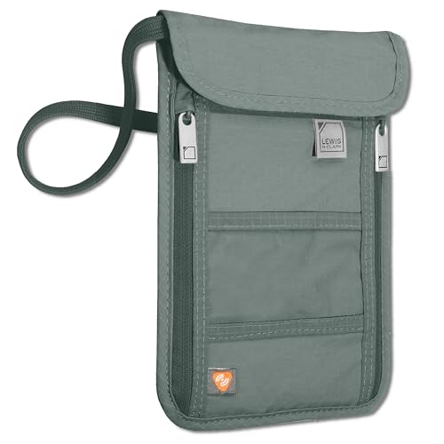 Lewis N. Clark Stash Neck Travel Wallet, RFID Blocking Passport Holder, Protect Personal Information, Slate - color: Slate