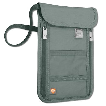 Lewis N. Clark Stash Neck Travel Wallet, RFID Blocking Passport Holder, Protect Personal Information, Slate - color: Slate