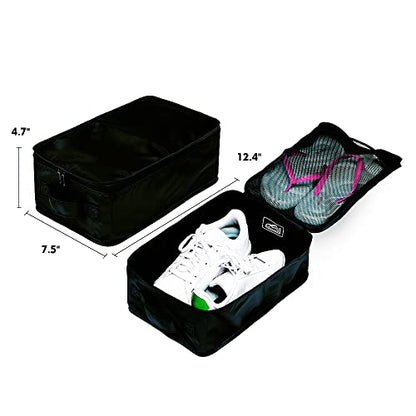 Travel Shoe Bags, Foldable Waterproof Shoe Pouches Organizer-Double Layer (6 Black Shoe Bags) - color: Black, size: 6 Packs