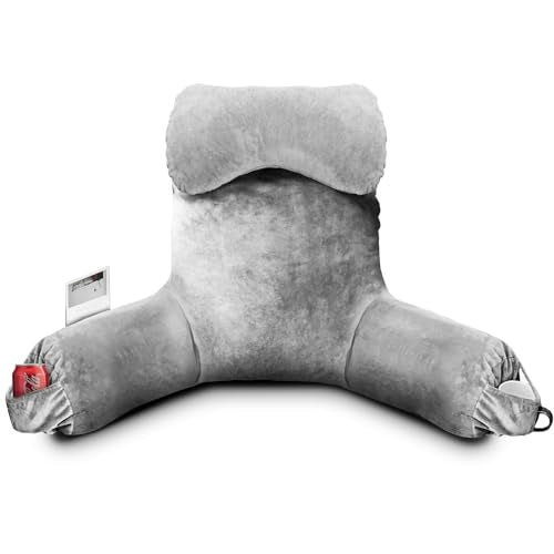 OAISZ Reading Pillow for Sitting in Bed Adult, Reading Pillow with Shredded Memory Foam (LightGery, Extra Large 25" H) - color: Light Grey, size: Extra Large